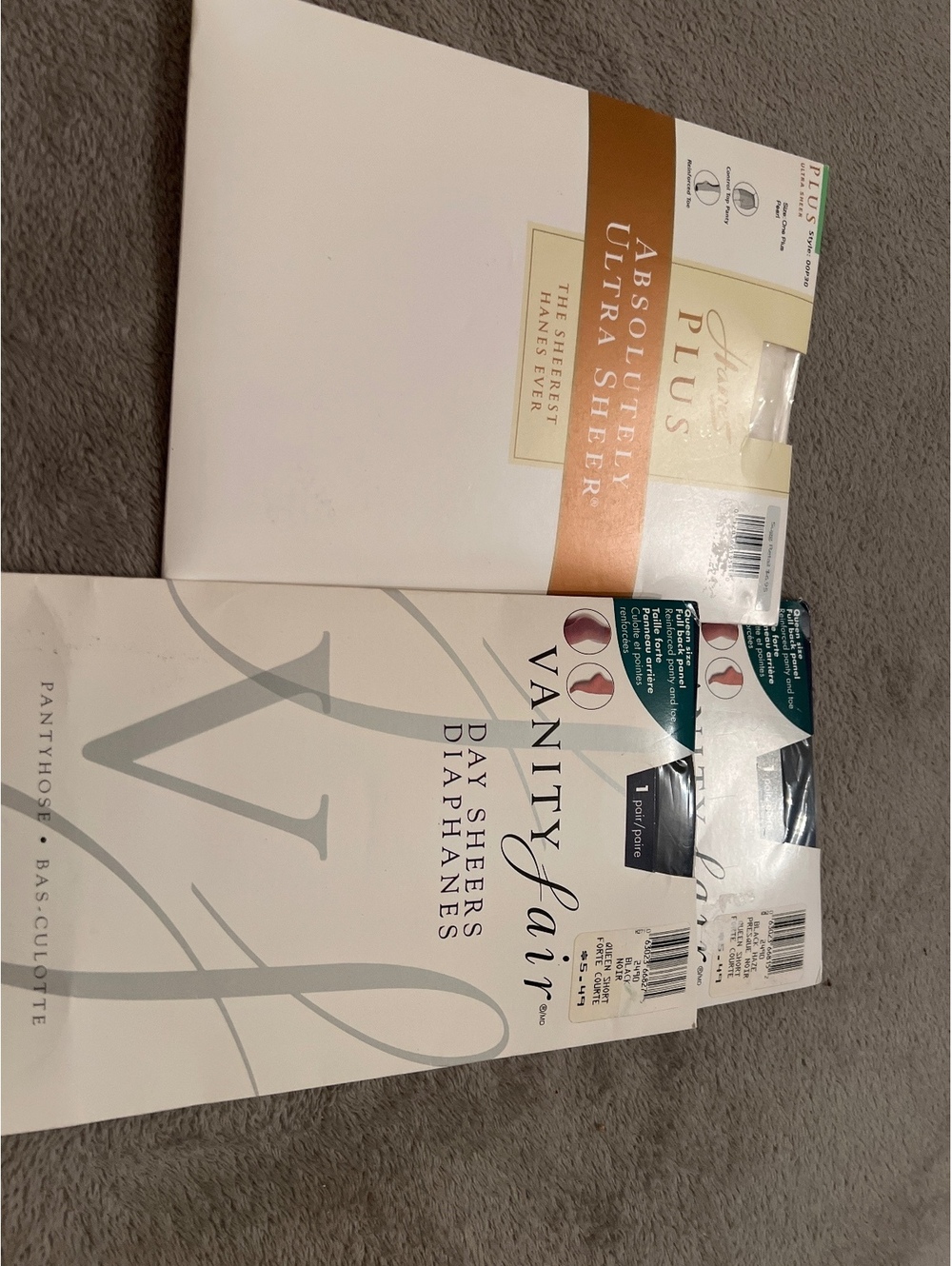 Lot of 3 Vanity Fair Day Sheers Queen Size Pantyhose Black Queen Plus